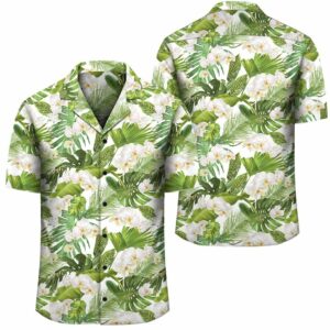 Tropical Plumeria White Hawaiian Shirt  - Thelegend59