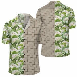 Tropical Plumeria White Lauhala Moiety Hawaiian Shirt  - Thelegend59