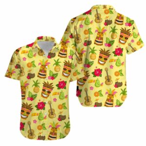 Tropical Tiki Pineapple Aloha Hawaiian Shirts  - Thelegend59