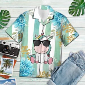 Tropical Unicorn Blue Awesome Design Hawaiian Shirt  - Thelegend59