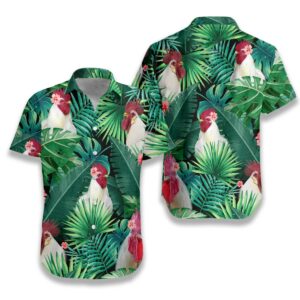 Tropical White Rooster Hawaiian Shirt  - Thelegend59