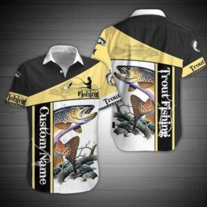 Trout Fishing Custom Name Aloha Hawaiian Shirts  - Thelegend59