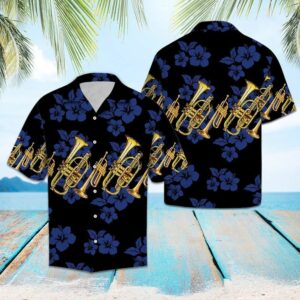 Trumpet For Vacation Blue Awesome Design Hawaiian Shirt  - Thelegend59