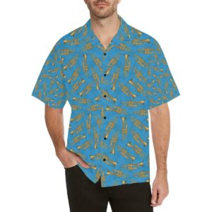 Trumpet Golden Pattern Themed Print Hawaiian Shirt  - Thelegend59