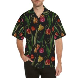 Tulip Embroidered Pattern Print Design Tp Hawaiian Shirt  - Thelegend59