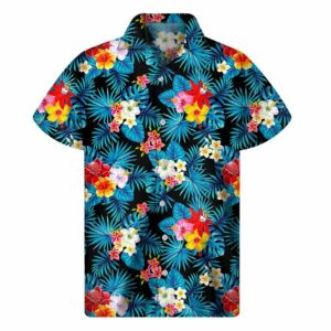 Turquoise Tropical Hawaii Pattern Print Men'S Short Sleeve Hawaiian Shirts  - Thelegend59