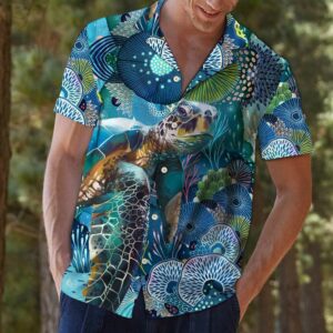 Turtle And Coral Tropical Full Printing Hawaiian Shirts  - Thelegend59