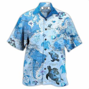 Turtle Awesome Map - Hawaiian Shirt - For Men And Women - Kids  - Thelegend59