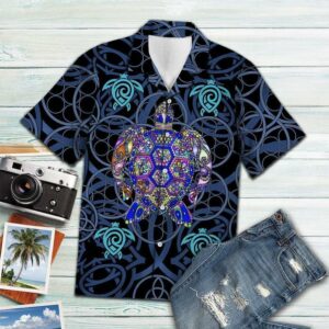 Turtle Blue Mandala Vikings Tropical Hawaiian Shirt  - Thelegend59