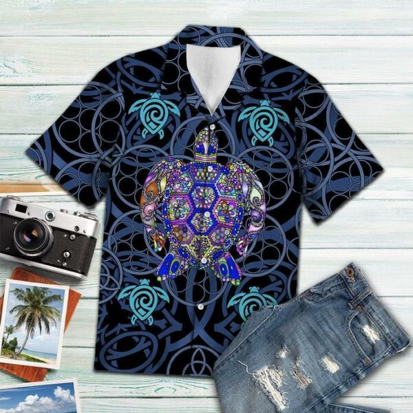 Turtle Blue Mandala Vikings Tropical Hawaiian Shirt  - Thelegend59