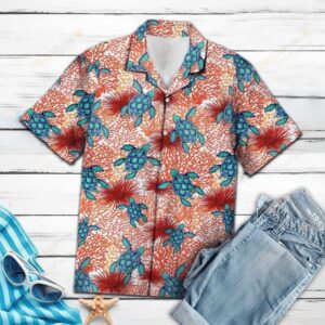 Turtle Coral Red Unique Design Hawaiian Shirt  - Thelegend59