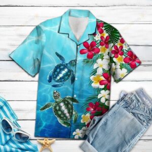 Turtle Floral Blue Unique Design Hawaiian Shirt  - Thelegend59
