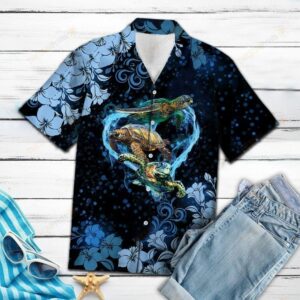 Turtle Flower Blue Best Design Hawaiian Shirt  - Thelegend59