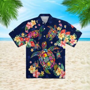 Turtle In Tropical Flower Hawaiian Shirt  - Thelegend59