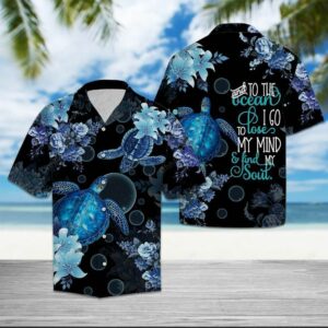 Turtle Into The Ocean Blue Nice Design Hawaiian Shirt  - Thelegend59