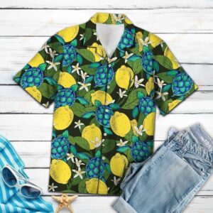Turtle Lemons Tropical Yellow Unique Design Hawaiian Shirt  - Thelegend59