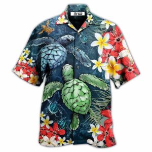 Turtle Love Flowers - Hawaiian Shirt - For Men And Women - Kids  - Thelegend59