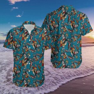 Turtle Pattern Blue Hawaiian Aloha Hawaiian Shirts  - Thelegend59