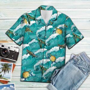 Turtle Sea Waves Green Awesome Design Hawaiian Shirt  - Thelegend59