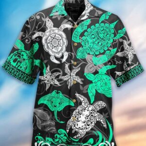 Turtle Turquoise Hawaiian Aloha Hawaiian Shirts Summer Holiday  - Thelegend59