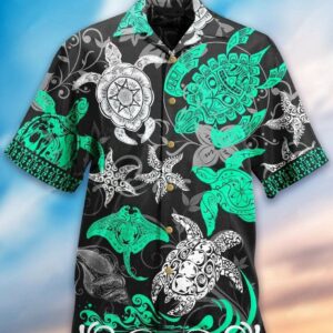 Turtle Turquoise Hawaiian Aloha Hawaiian Shirtss Summer Holiday  - Thelegend59