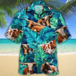 Tx Longhorn Cattle Lovers Hawaiian Shirt  - Thelegend59