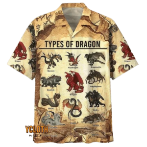 Types Of Dragon Brown Unique Design Hawaiian Shirt  - Thelegend59