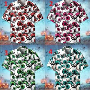 Ugly Scary Halloween Monster Eyes Hawaiian Aloha Hawaiian Shirtss Many Colors  - Thelegend59