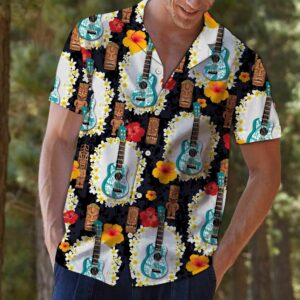 Ukulele Tiki Pattern Colorful Nice Design Hawaiian Shirt  - Thelegend59