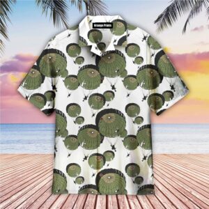 Umbrella Army Parachute Veteran White And Green Aloha Hawaiian Shirts - For Men And Women - Kids  - Thelegend59