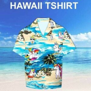 Unicorn Surfing Summer Vibe Tropical Hawaiian Aloha Hawaiian Shirtss  - Thelegend59