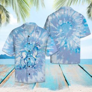 Unicorn Tie Dye Blue Nice Design Hawaiian Shirt  - Thelegend59
