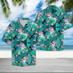 Unicorn Tropical Hawaiian Shirt Unicorn Rainbow Gifts  - Thelegend59