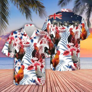 Unique Chicken Lovers Australia Flag Hawaiian Flowers Hawaiian Shirt - For Men And Women - Kids  - Thelegend59