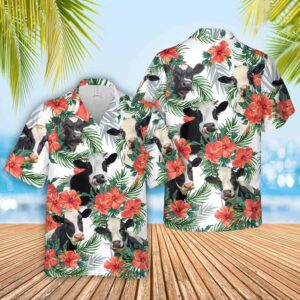 Unique Holstein Hawaiian Flowers Hawaiian Shirt - For Men And Women - Kids  - Thelegend59
