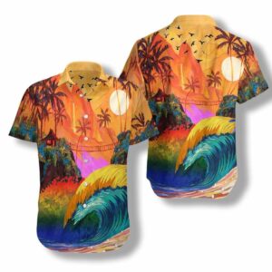 Unisex Lgbt Sunset Beaches Hawaiian Aloha Hawaiian Shirtss  - Thelegend59