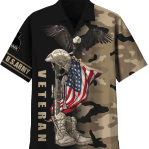 Us.Army Eagle Us Flag Camo Hawaiian Shirt - Gift For Veterans - For Men And Women - Kids  - Thelegend59