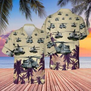Us Air Force Sikorsky Mh-53 Pave Low Purple Palm Tree Unisex Hawaiian Shirts Beach Shorts  - Thelegend59