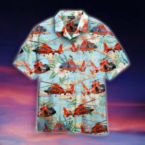 Us Coast Guard Helicopter Rescue Swimmer Mh-65 Hawaiian Shirt  - Thelegend59