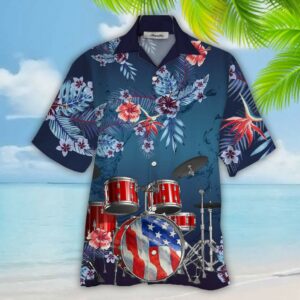 Us Drum Blue Tropical Hawaiian Shirt  - Thelegend59
