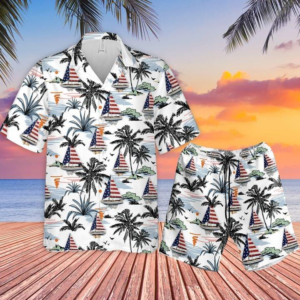 Us Sailboat Hawaiian Shirt Set  - Thelegend59
