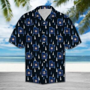 Utah Blue Spruce Black Blue Awesome Design Hawaiian Shirt  - Thelegend59