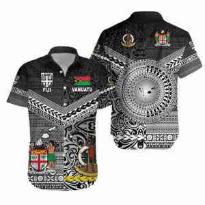 Vanuatu And Fiji Hawaiian Shirt Together Black Lt8  - Thelegend59