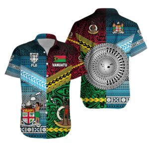 Vanuatu And Fiji Hawaiian Shirt Together Blue Lt8  - Thelegend59