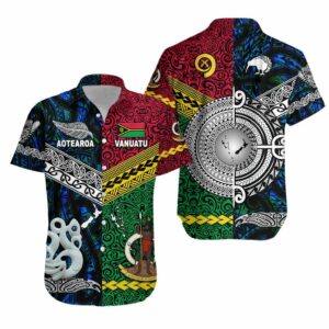 Vanuatu And New Zealand Hawaiian Shirt Together - Blue  - Thelegend59