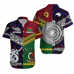 Vanuatu And New Zealand Hawaiian Shirt Together - Purple  - Thelegend59