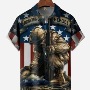 Veterans Day Chest Pocket Short Sleeve Casual Hawaiian Shirts Hawaiian Shirt - For Men And Women - Kids  - Thelegend59