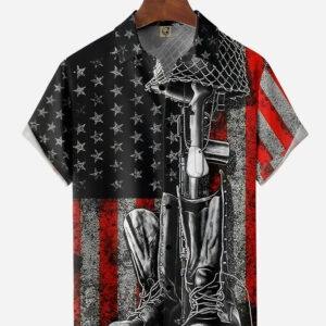 Veterans Memorial Day Chest Pocket Short Sleeve Hawaiian Shirts Hawaiian Shirt - For Men And Women - Kids  - Thelegend59