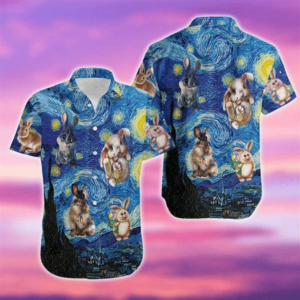 Vg Bunny Starry Night Easter Day Hawaiian Shirt Aloha Hawaiian Shirt For Summer - For Men And Women - Kids  - Thelegend59