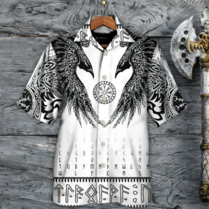 Viking Black Runic Raven Scandinavian - Hawaiian Shirt - For Men And Women - Kids  - Thelegend59